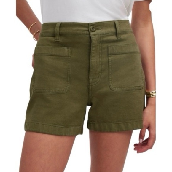 J. Crew Lizzie High Waist Linen Blend Patch Pockets Olive Shorts NWT 29 - Picture 1 of 7